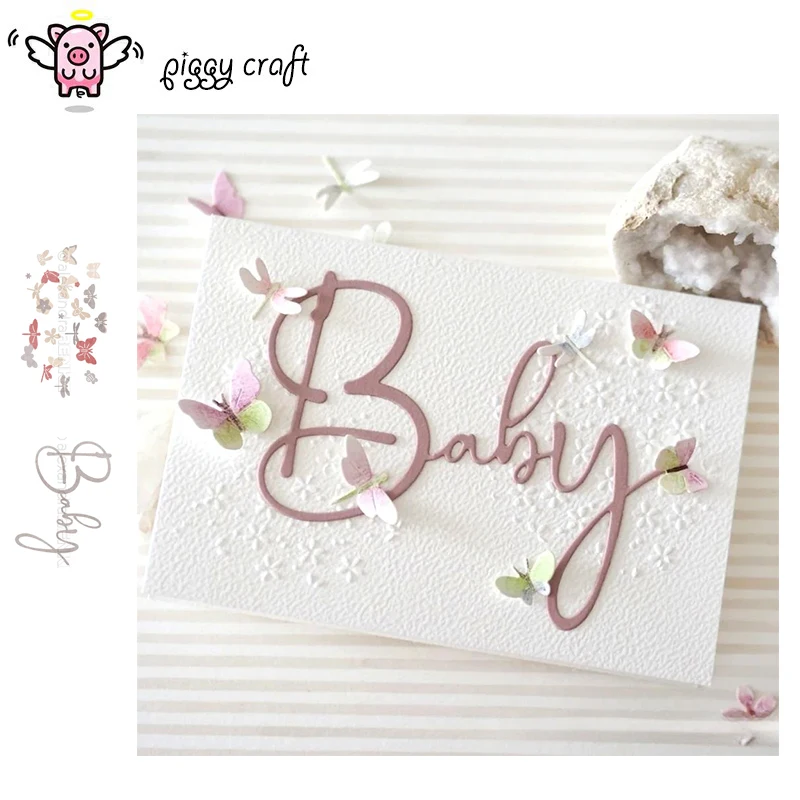 Piggy Craft Metall-Stanzformen, Stanzform, Baby-Buchstaben, Schmetterling, Blume, Scrapbook, Papier, Bastelwerkzeug, Messerform, Klinge, Stanzwerkzeug, Schablonen