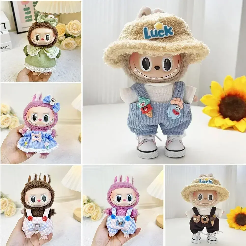 Cool Plush ตุ๊กตาเสื้อผ้าชุดอุปกรณ์เสริมสําหรับเกาหลี Kpop Exo Labubu Idol ตุ๊กตา Overalls ชุดเสื้อผ้า 17 ซม.ตุ๊กตาอุปกรณ์เสริม