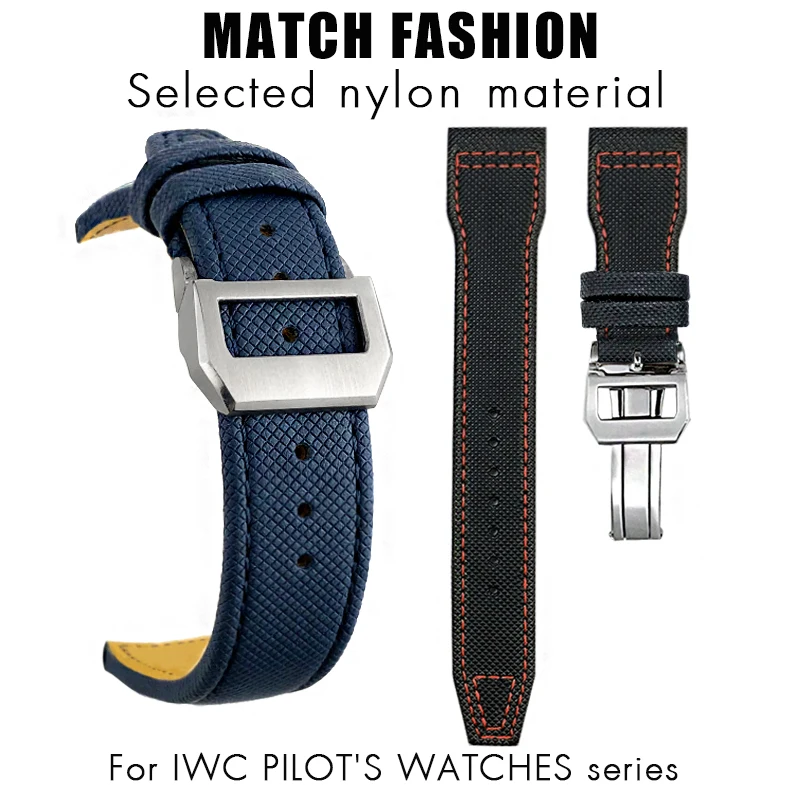 20mm 21mm 22mm New Nylon Leather Watchband for IWC Le Petit Prince Big Pilot Black Red Green Sport Fiber Canvas Watch Strap