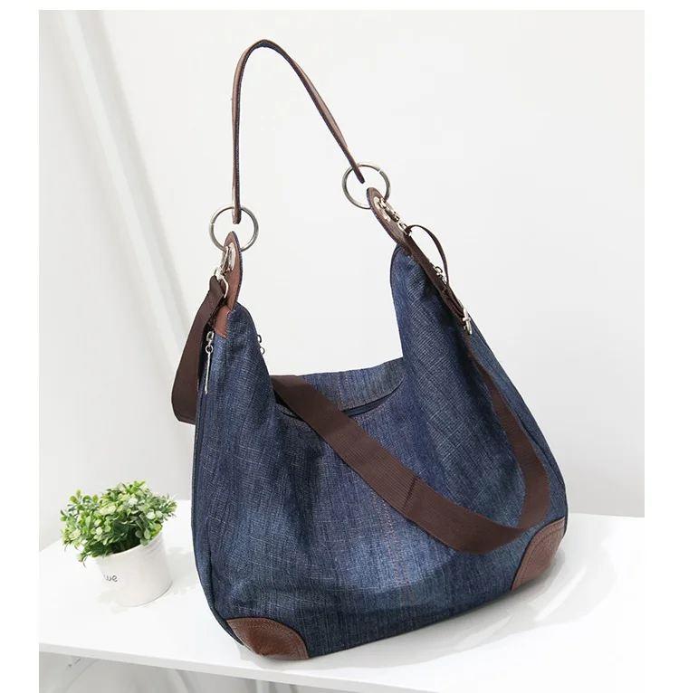 Denim Women Shoulder Bag large capacity Female hobos handbag Design Casual big Totes blue ladies hand bags Canvas Crossbody bags