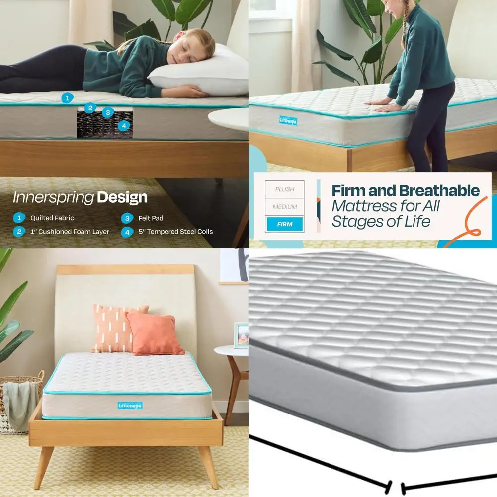 Twin Size Kids Mattress: Firm, Bonnell Spring with Foam, Boxed, Durable, Breathable, Affordable