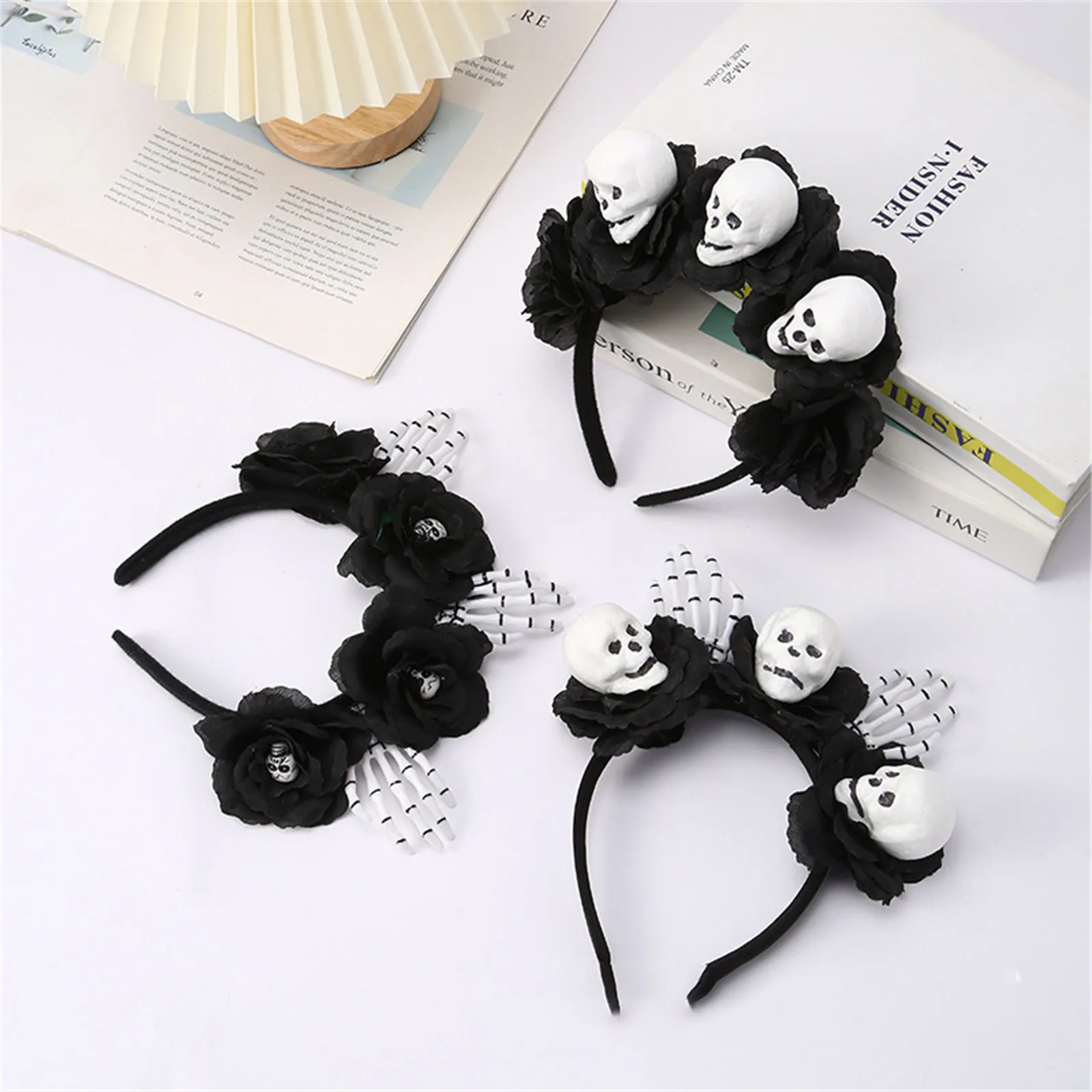 1Pc Skull Headband For Halloween Simulated Flower Foam Cranium Hairband Punk Festival Dress Up Party Decoration Cosplay Props