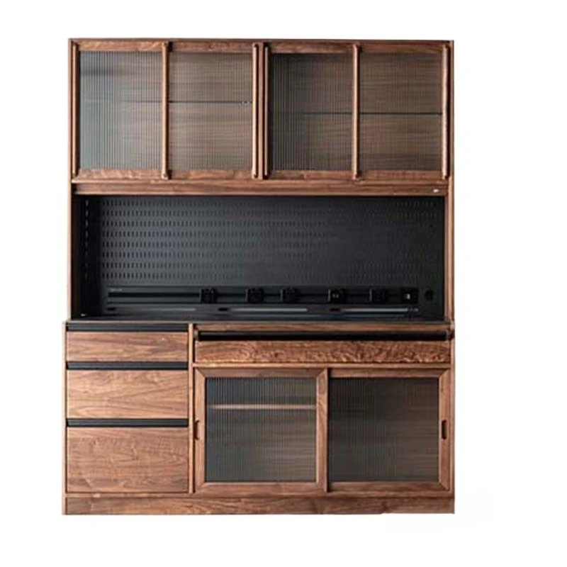 North American black walnut side cabinet solid wood rock slab cabinet locker living room integrated wall display cabinet Nordic