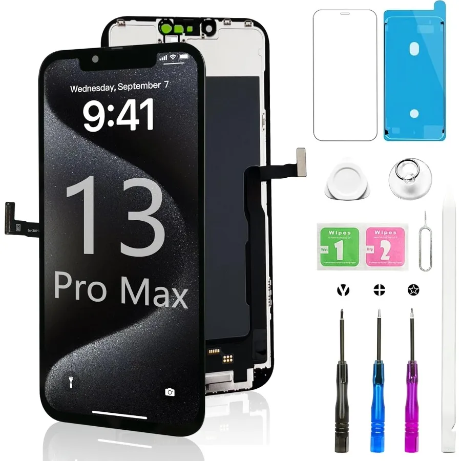 

for iPhone 13 Pro Max Screen Replacement Kit Full FHD LCD Display 3D Touch Digitizer with Repair Tool Compatible with Model A24