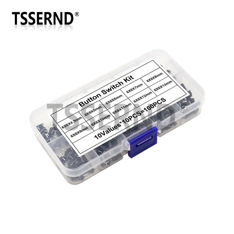100/180/200PCS 6x6mm Micro Push Tact Switch Kit 6x6 Mini tactiele Toggle Touch Button PCB Momentary 4pin Drukknop