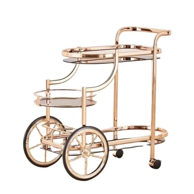 Hotel And Home Furniture Luxury Gold Metal Frame Bar Carts Drink Trolley Wine & Beer Serving Metal Bar Ware Trolley