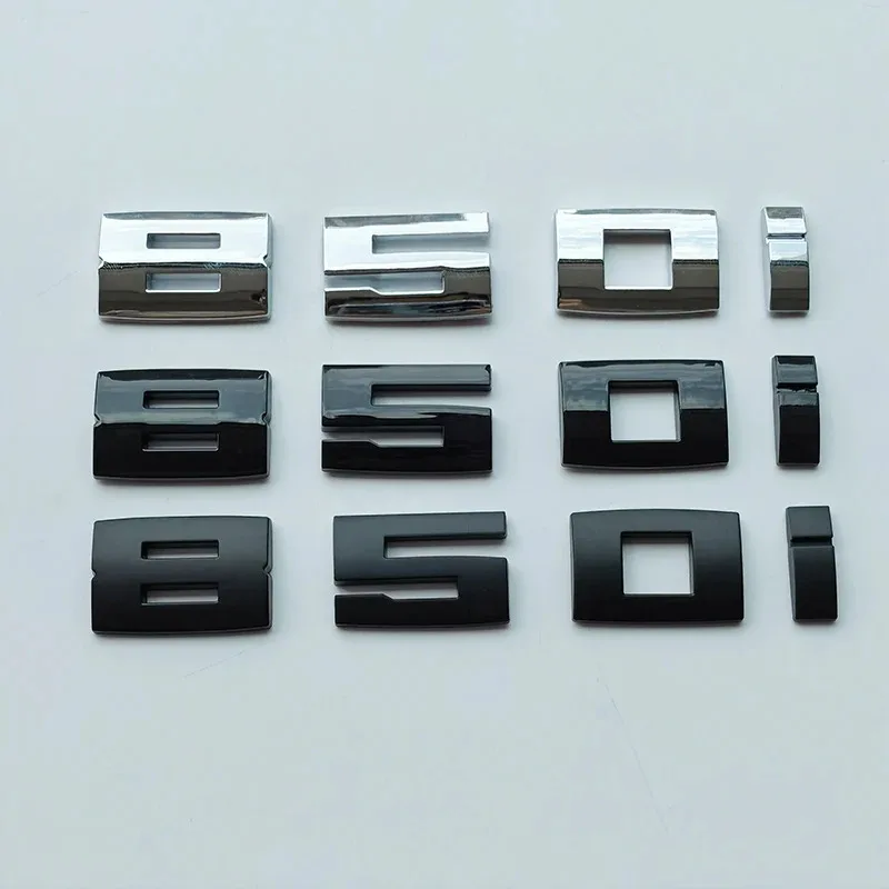 20mm M Series Bond Font Letters Numbers ABS Car Emblem 850i Trunk Nameplate Badge Logo Sticker Matt Black Glossy Black Chrome
