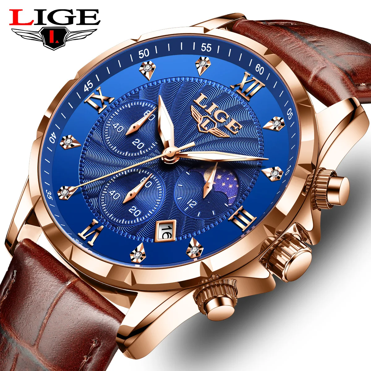 

LIGE мужские часы повседневные деловые мужские часы роскошный светящийся хронограф с датой водонепроницаемые наручные часы кварцевые часы кожаные часы