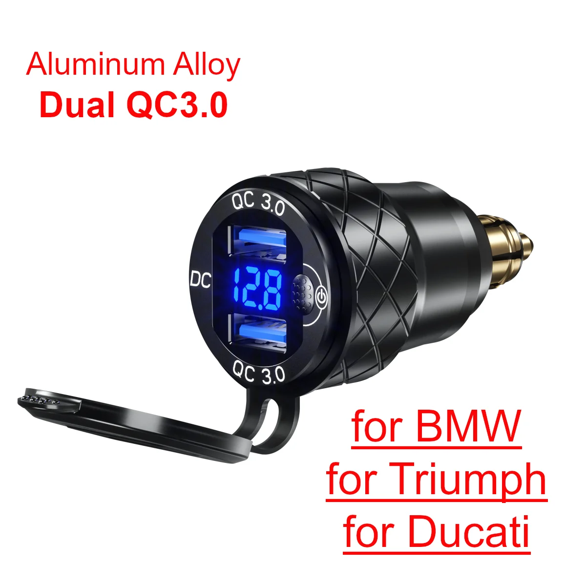 Dual QC3.0 USB Charger Motorcycle Hella DIN Socket Power Adapter Voltmeter Metal Shell for BMW R1200GS Triumph Tiger Ducati