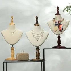 Female Mannequin Torso with Wood Stand for Window Display Jewelry Necklace Scarf Clothing Display Rack for Retail