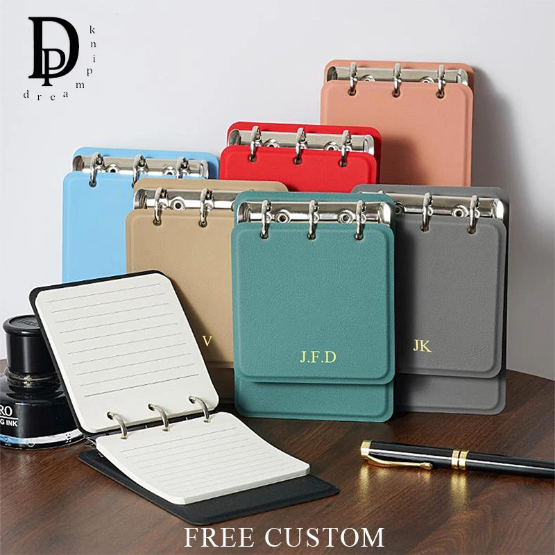 Custom Name PU Leather Cover Notebook DIY Binder Business Office Memo Wholesale Luxury Casual Notepad Personalized Book Gift