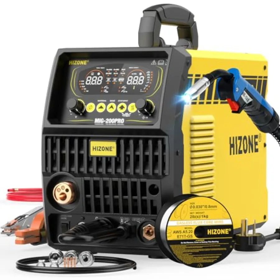 

MIG-200PRO 200A multiprocess welder for industrial use aluminum-copper alloy welding black-gray metal housing 8-in-1 versatilit