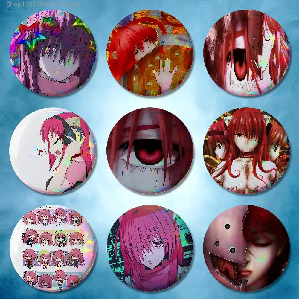 

E-Elfen L-Lied Badges 25 32 44 58 75 mm Round Cosplay Pin Bag Decor Fans Collect Friends Gifts Brooch Souvenir