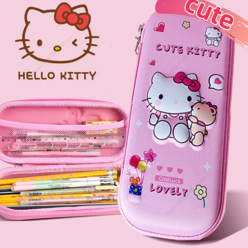 New Pen Bag Cartoon Hellos Kittys Kuromi Melody Cinnamoroll Student Pencil Box Stationery Case Large Capacity School Supplie