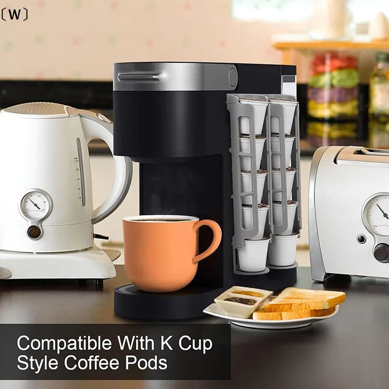 〔W〕 Coffee Pod Holder Space Saving K-Cup Pod Storage Organizer Compatible With Keurig Coffee Makers Dual-Compartment Organizer