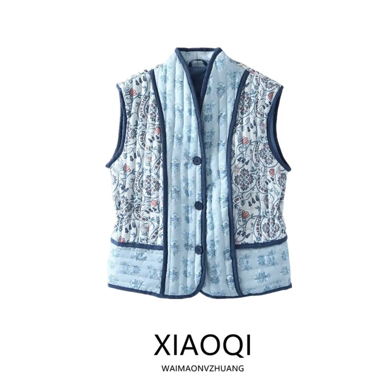 

Весна 2024, женский мягкий новый хлопковый жилет с вышивкой в китайском стиле, универсальный, длина, застежка на одной пуговице, моющийся