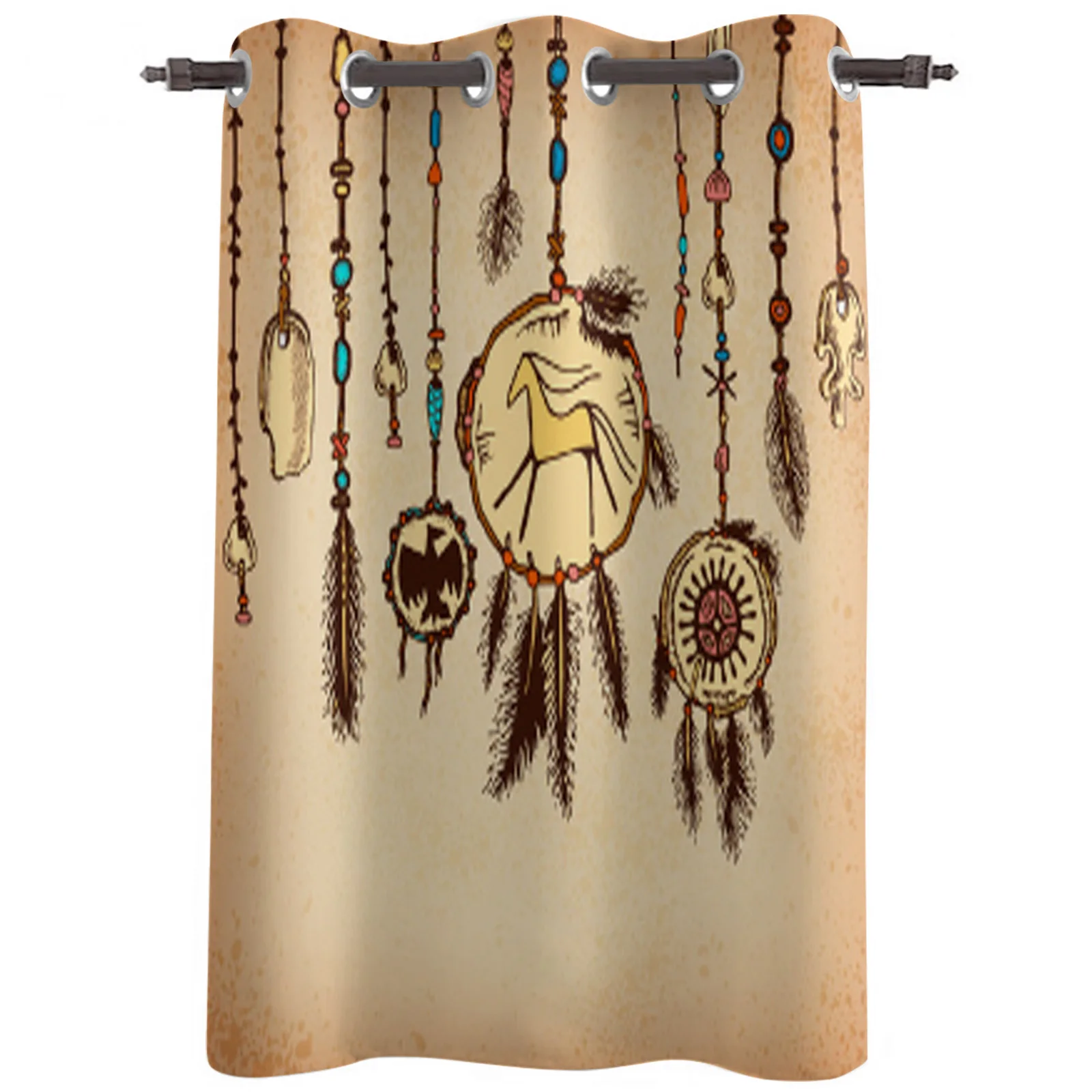 Ethnic Feather Retro Dreamcatcher Curtains for Bedroom Window Curtain Home Living Room Decor Balcony Drapes Hotel Coffee Curtain