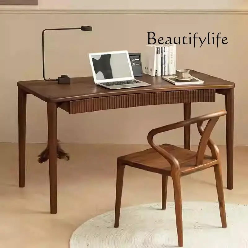 North American black walnut all solid wood study computer desk curved writing desk small household desk