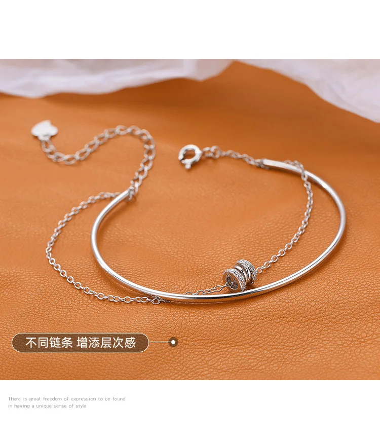 925 Sterling Silber Doppel-Liebesherz Hohle Runde Perlen Armband Damen Mode Romantischer Schmuck Klassisch Verstellbar – Detail 22