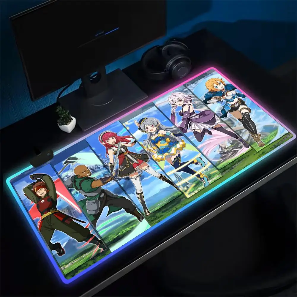 Sword Art Online Mouse Pad Anime Gaming Mouse Pad LED Table Pads Backlit Rubber Desktop XXL RGB Desk Mats