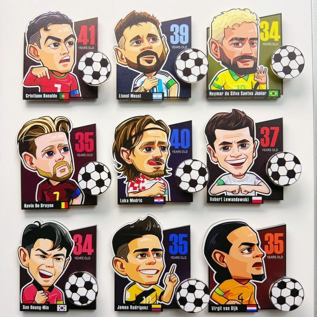 Cartoon soccer athlete fridge magnet, football fan decorative kitchen magnet, sports cartoon decorative magnet