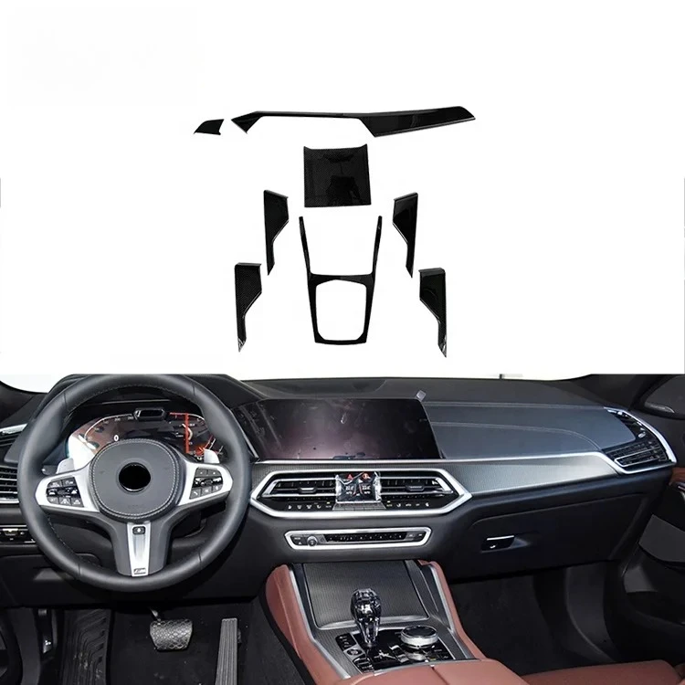 

8pcs Dry Carbon Fiber Interior Kits Interior Trims Dashboard Cover For BMW X6 G06 2019up