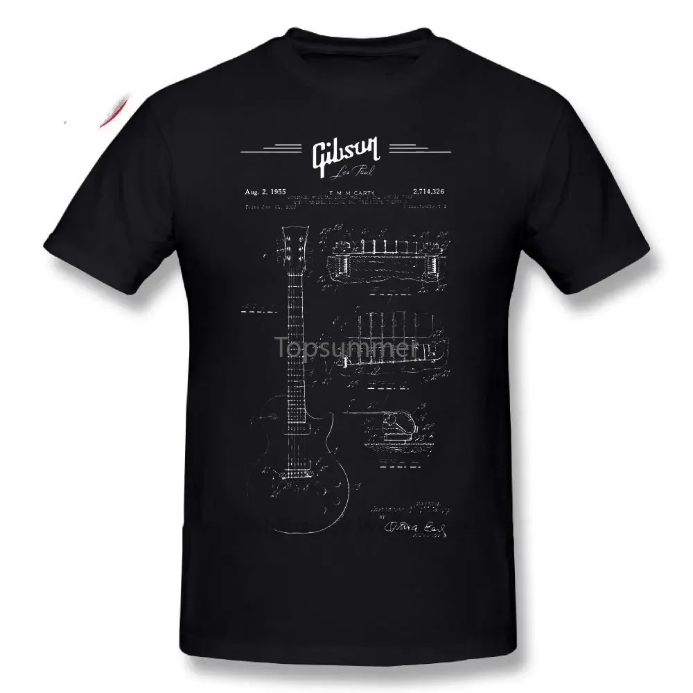 Gary Moore T Shirt Print Guitar Patent Drawing 1955 Blueprint Music Tee Shirt 100% Cotton Casual T-Shirt