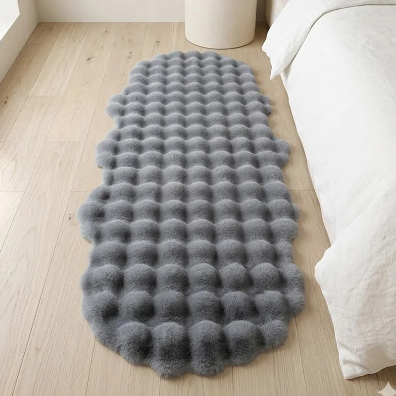 Super Soft Faux Rabbit Hair Bedside Carpet Solid Bedroom Bubble Plush Floor Mat Bay Window Living Room Coffee Table Sofa Cushion