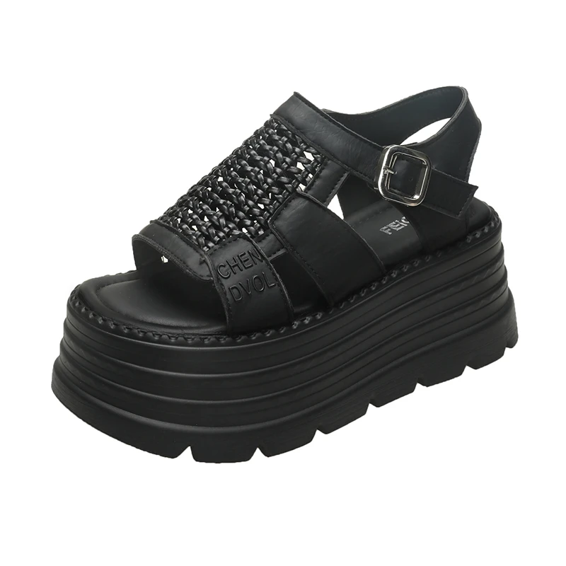 

Летние сандалии 8 см, кроссовки на танкетке, новые женские пляжные шлепанцы, повседневные сандалии на высокой платформе, дышащие прогулочные тапочки