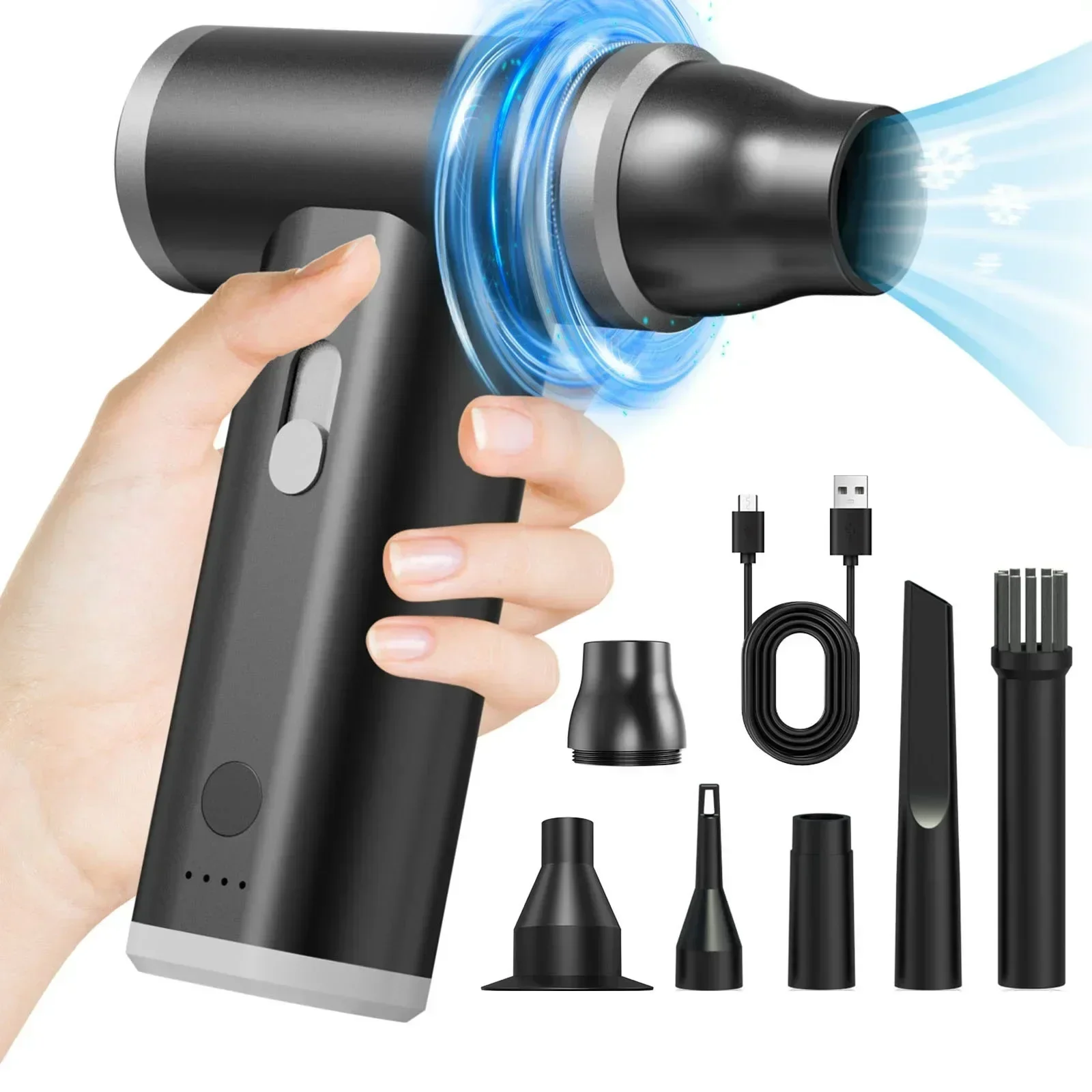 120000 RPM Air Duster Cordless Compressed Air Duster Aluminium Alloy Built-in Battery 4000mAh Outdoor Camping Essentials