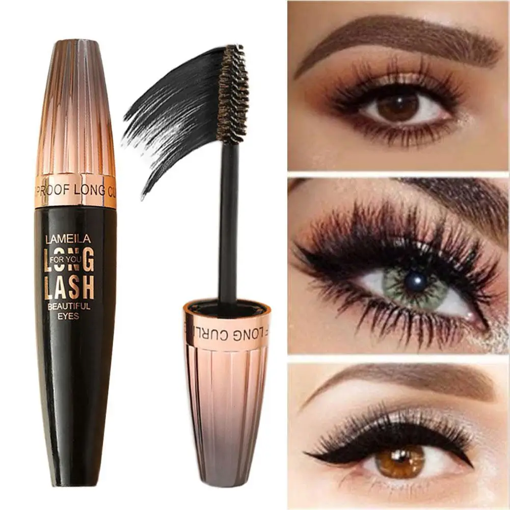 

4D Mascara Lengthening Waterproof Eyelashes Eye Mascara Black Volume With Silk Fibers Brush Eyelash Makeup Tool Cosmetics