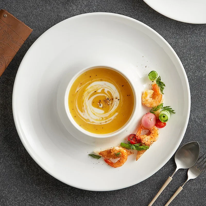 

White Ceramic Dining Plate Creative Restaurant Main Dish Dessert Plate Kitchen Utensils Nordic Family Party Dinner Steak Plate