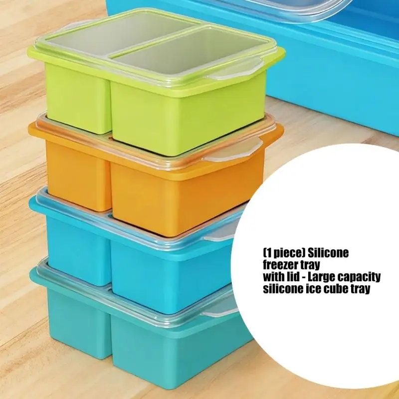 

Flexible Silicone Ice Cubes Mold With Cover For Making Big Ice Cubes Freezer Container Kitchen Gadget Y5GB