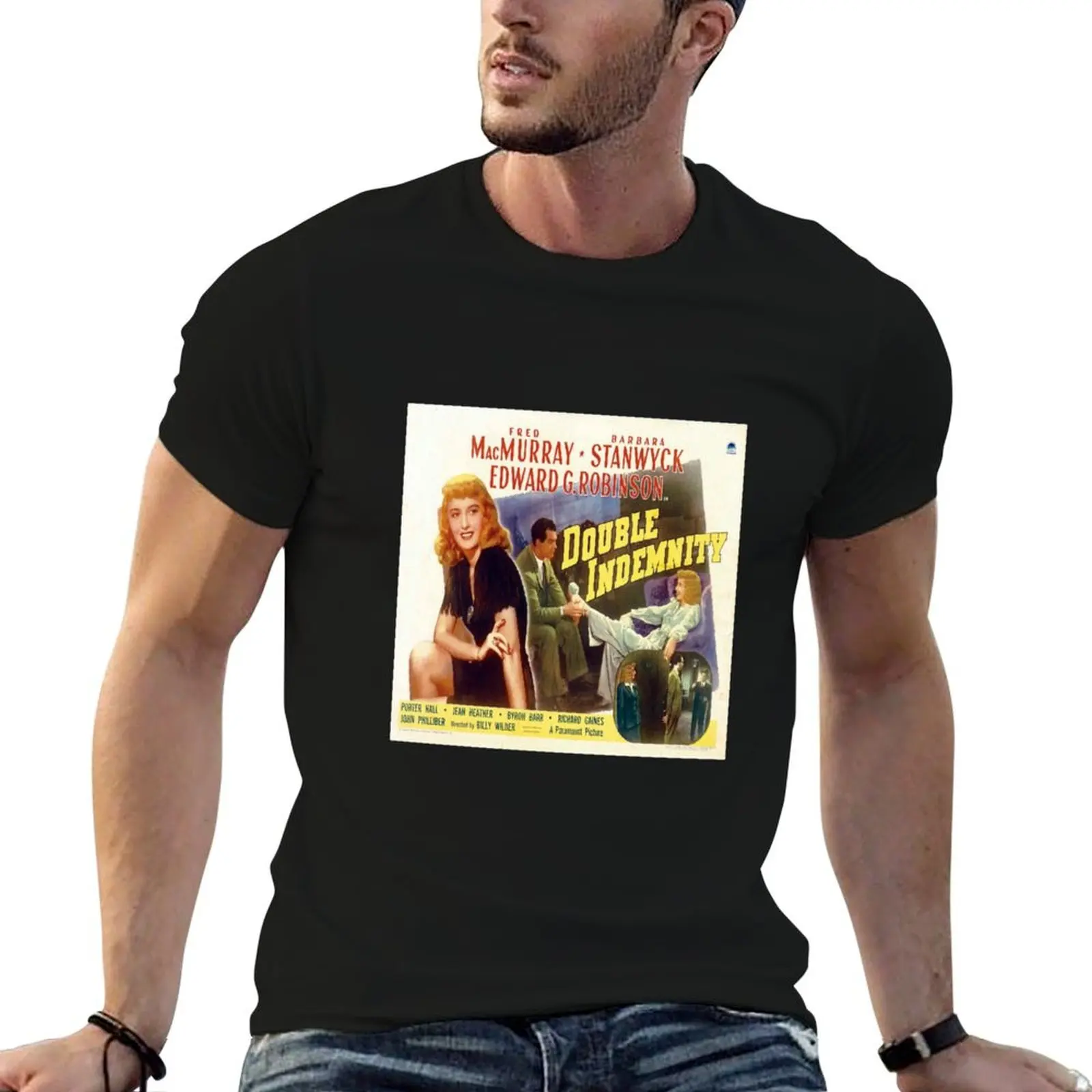 Camiseta Double Indemnity Film Noir, camiseta de algodão masculina, camisetas para homens, camiseta engraçada de algodão, camiseta de algodão de alta qualidade