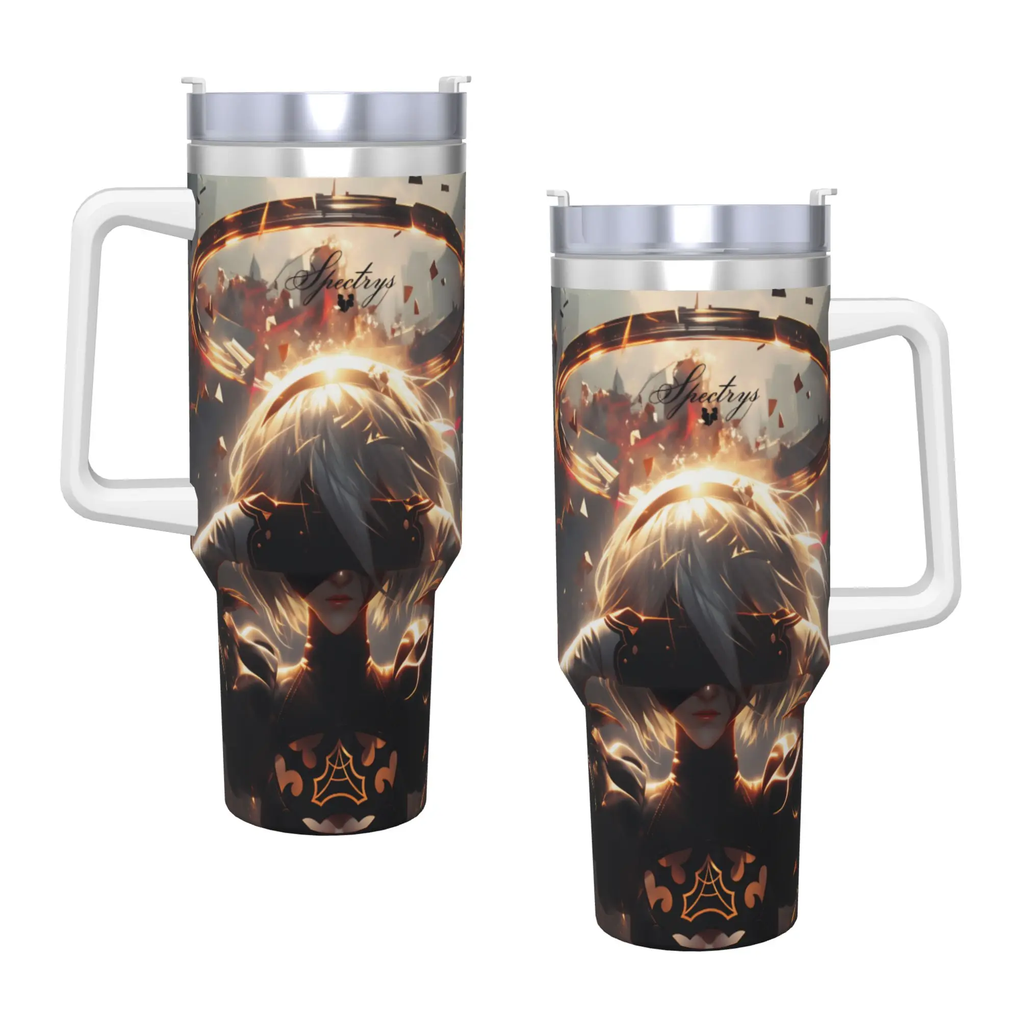 Game N-Nier Automata Stainless Steel Tumbler  Beach Mugs Cup 40oz Thermal Mug Keep Heat Cold and Hot Milk Tea Water Bottle