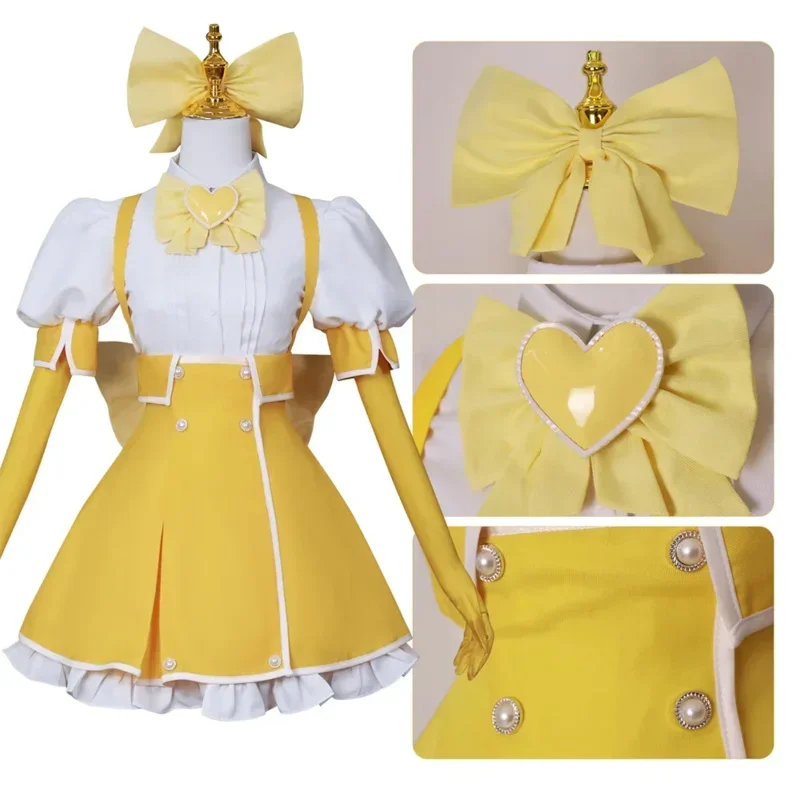 Anime I Admire Magical Girls Tenkawa Kaoruko Magic Sulfur Cosplay Costume Gushing Over Magical Girls Wig Dress Bow Headwear Set