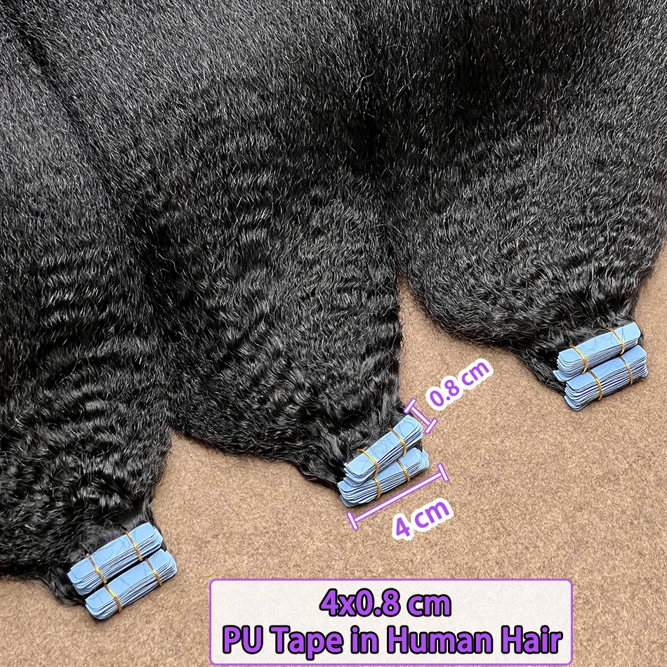 غريب مستقيم بولي Tape الشريط في وصلات الشعر غير مرئية سلس بولي Skin لحمة الجلد اليد تعادل المواد اللاصقة 4x0.8 سم 100% شعر بشري لعذراء