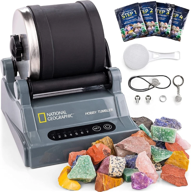 Rock Tumbler Gemstones Polishing Machine Durable Leak-Proof Rock Polisher DIY Physics Experiment Toy for Adult and Kids