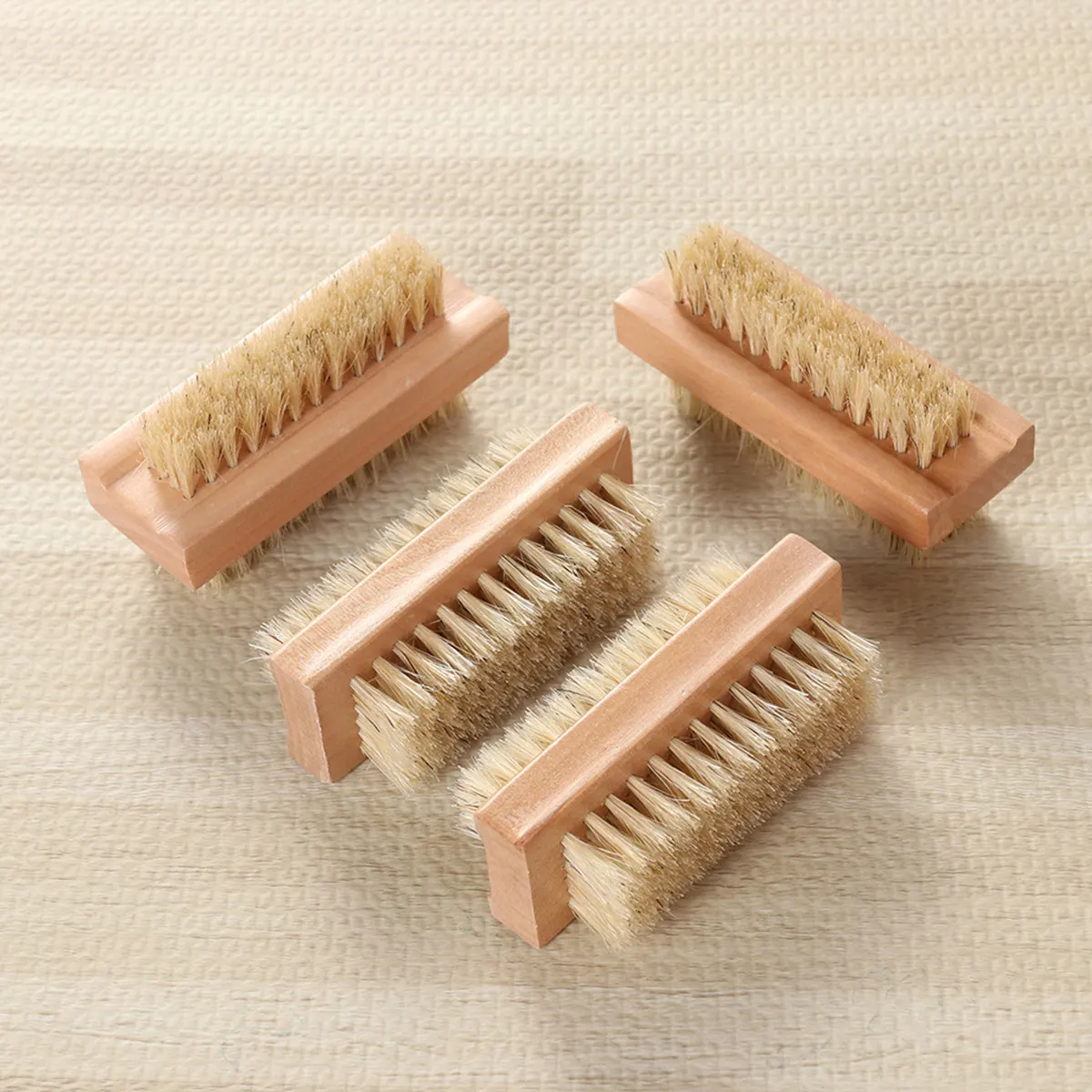 

4Pcs Natural Bristle Cleaning Brush for Hand and Nail Two Sided Wooden Handle Scrub Bath Massage Manicure Tool