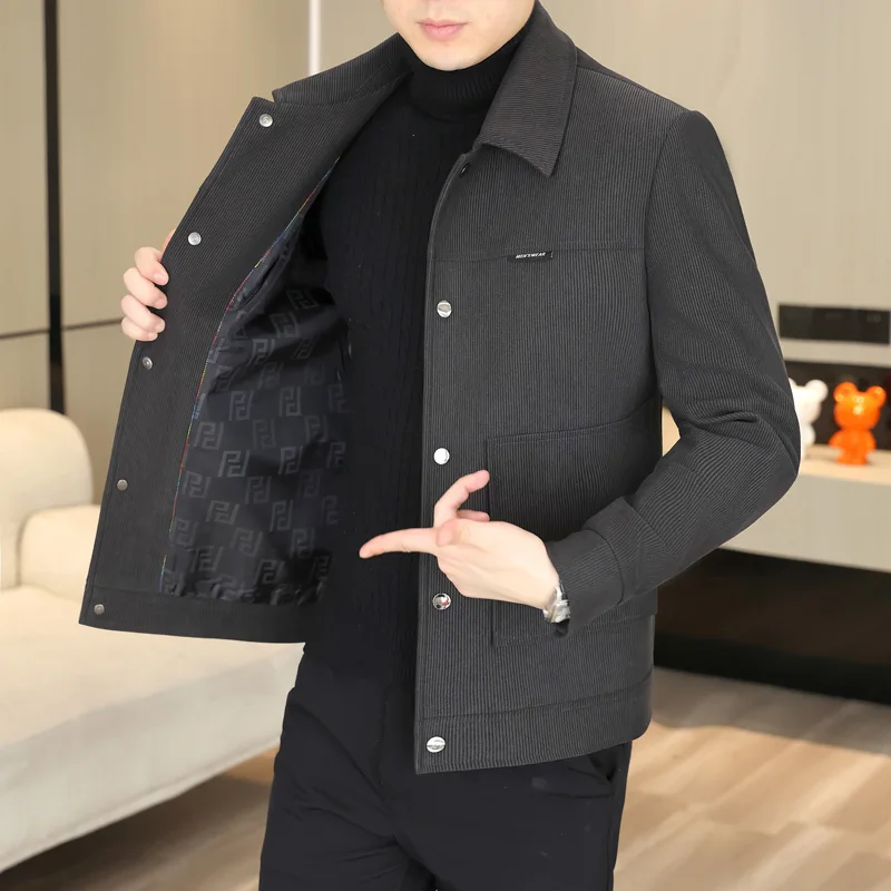 

2024 Autumn Casual Business Jackets Men Slim Fit Social Office Outwear Korean Fashion Lapel Outwear Streetwear Windbreaker