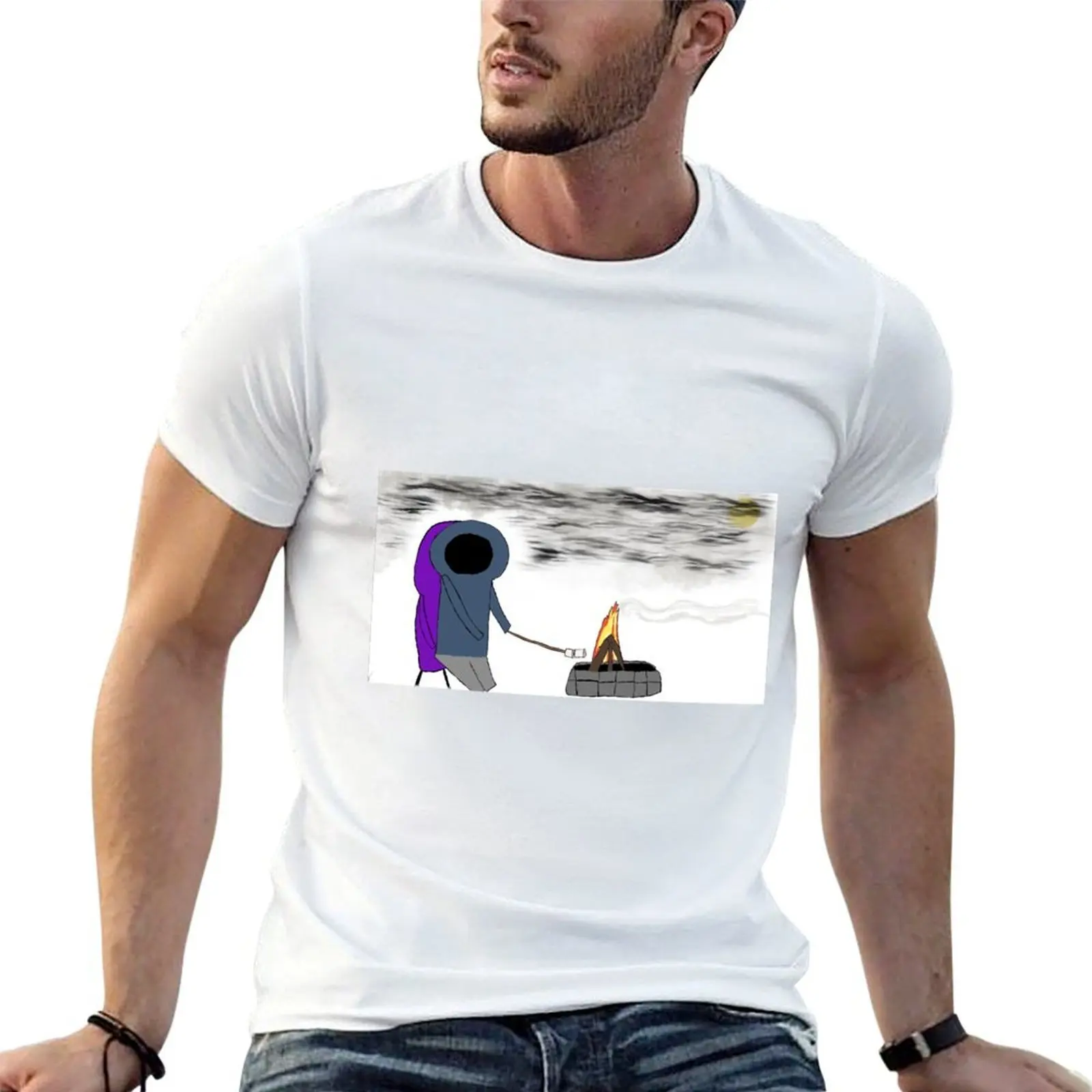 

Hoodie sitting at campfire T-Shirt mens graphic t shirts man t shirts cotton graphic t shirts for man T-shirt