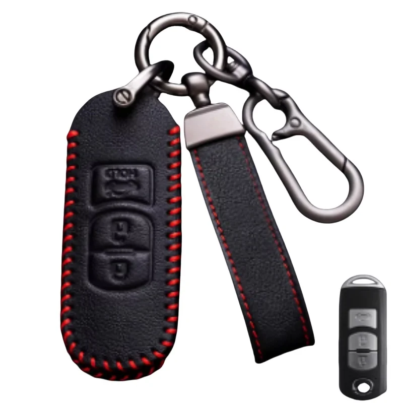 For Mazda 2 3 5 6 Axela Atenza Demio CX-3 CX5 CX-7 CX-9 MX-5 Leather Car Key Cover Case Bag Keychain Protector Accessories