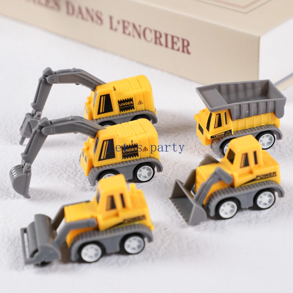 10Pcs Mini Construction Engineering Vehicle Excavator Pull Back Car Toys for Kids Birthday Party Favors Pinata Filler Treat Bag