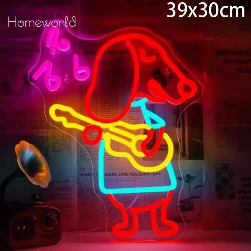 

Guitar Dog USB Powered Led Neon Sign Dimmable Neon Light Wall Decor For Room DecorationBedroom Store Music Bar Party Gift