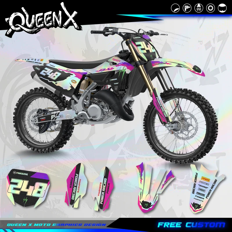 QUEEN X MOTO For YAMAHA 2024 2023 2022 YZ125-250 X  Motorcycle Graphics Background Decal Stickers Kit 003