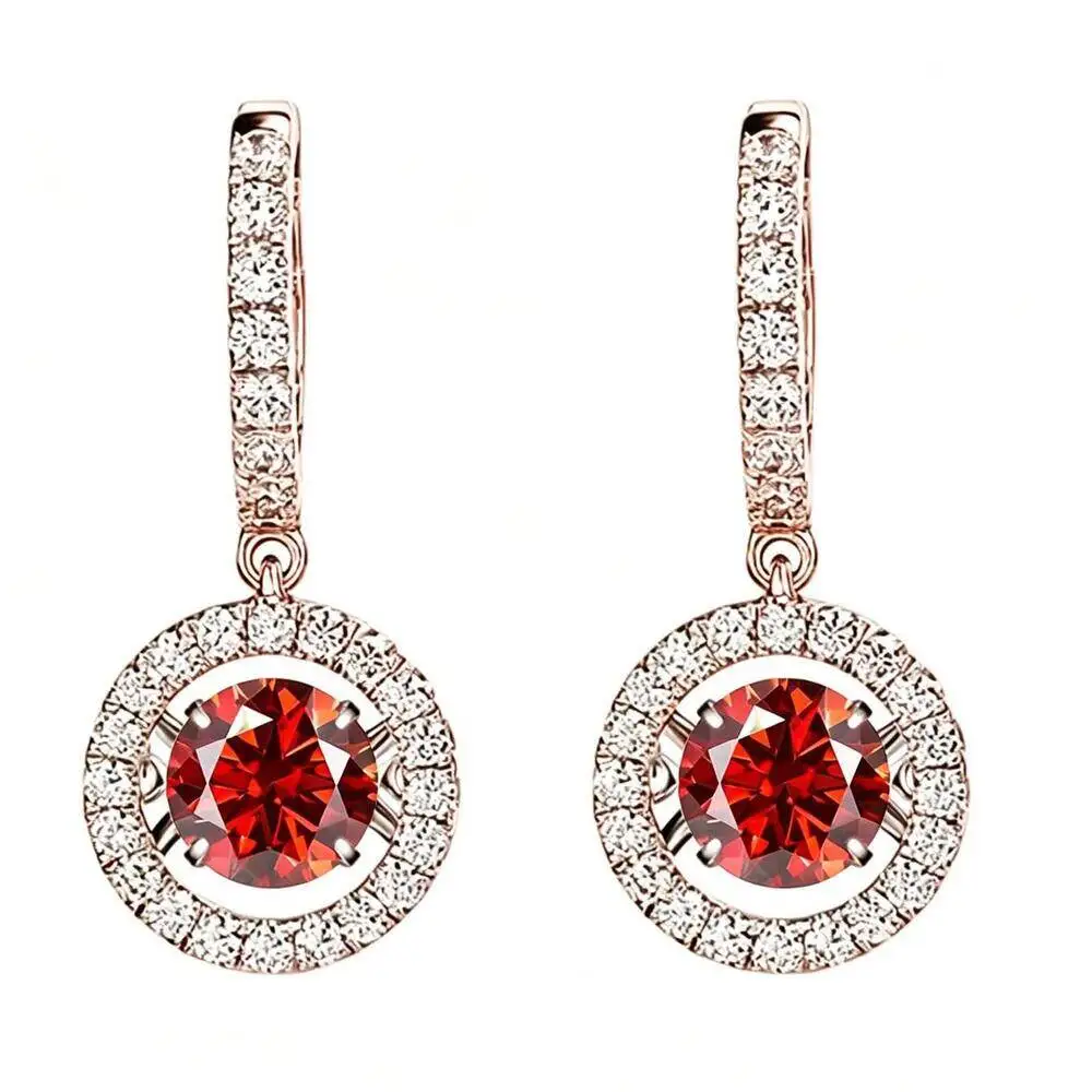 925 Sterling Silber Lange Stabförmige Doppel-Halo Ohrhänger in Roségold-Farbe mit Mehrfarbigen D VVS1 Moissanit Statement-Ohrringe Feiner Schmuck – Detail 5