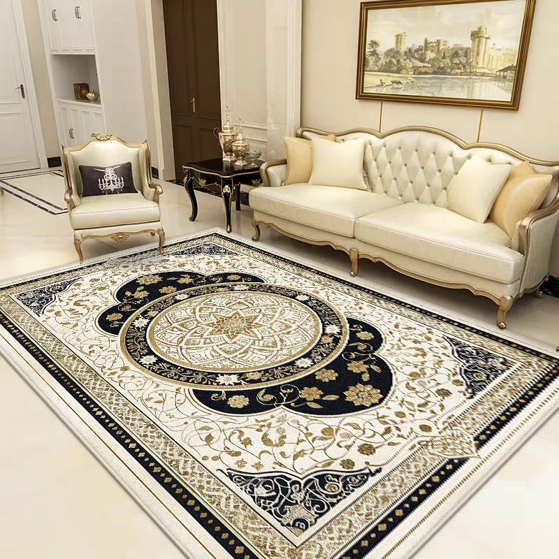 Luxurious Retro Rugs for Living Room European Decoration Home Sofa Area Non-slip Floot Mat Bedroom Cloakroom Red Soft Carpet