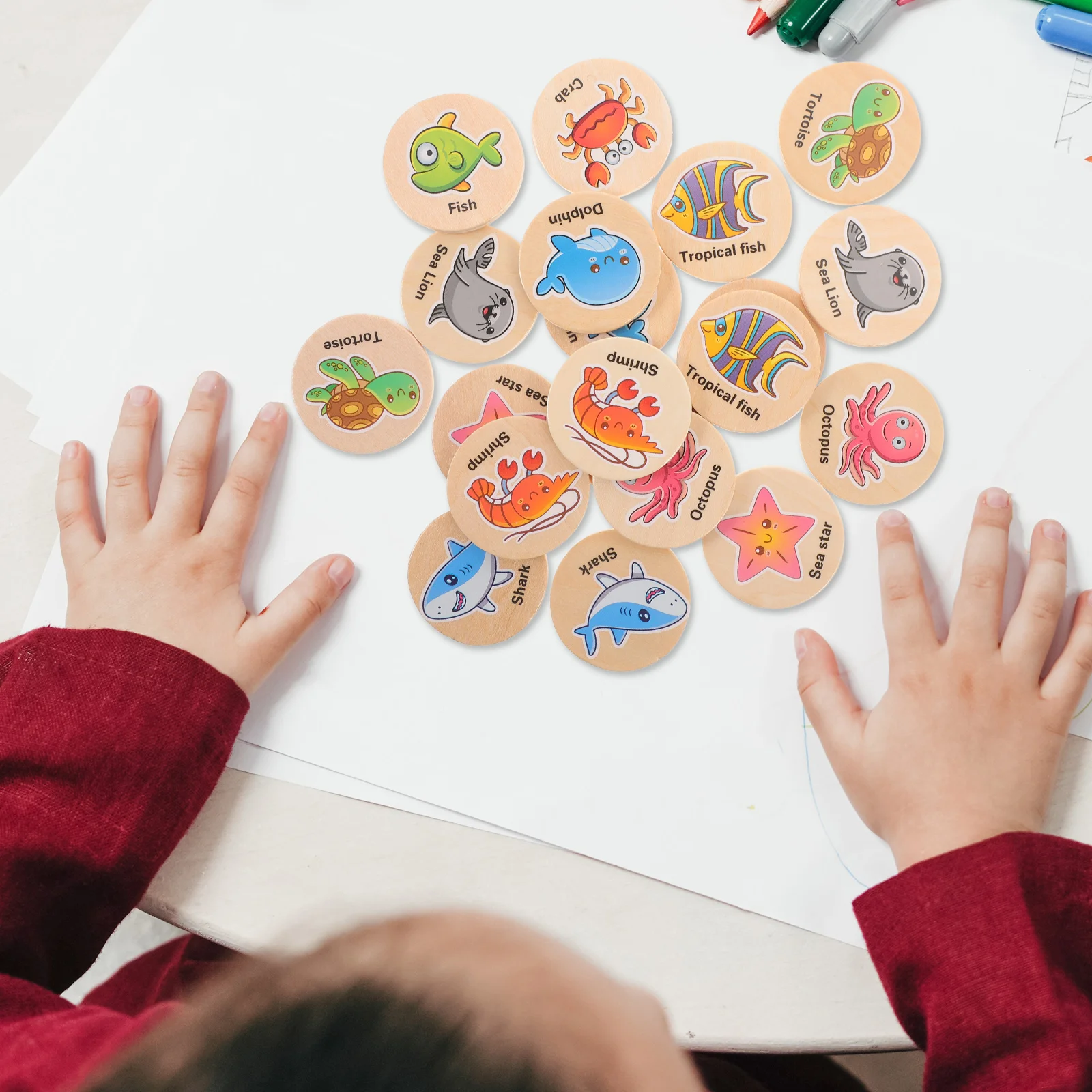 20 Uds. Otros juguetes educativos, ajedrez de pensamiento temprano y memoria para niños pequeños, tablero de juego de Ludo Montessori de madera