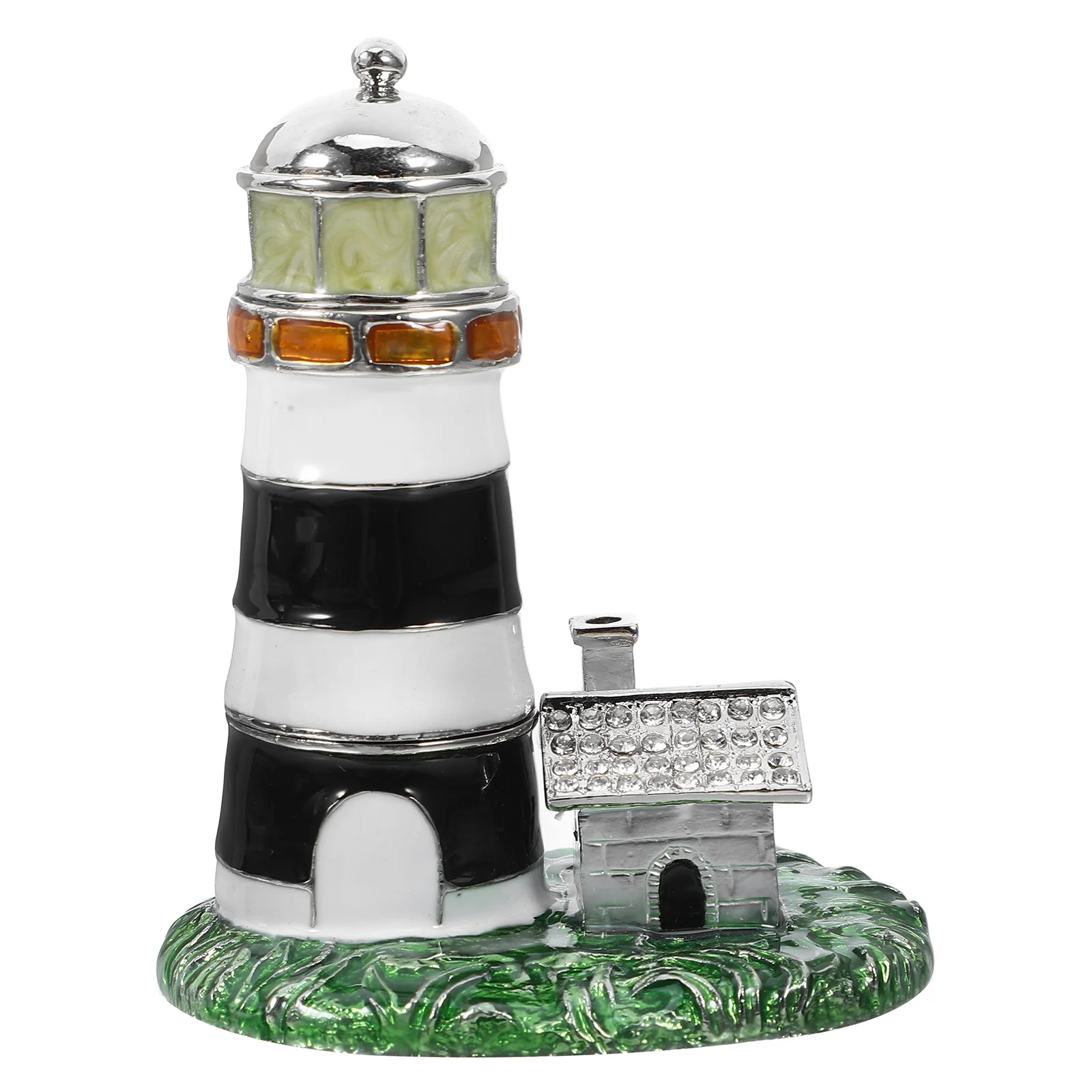 

Alloy Jewelry Box Lighthouse Vanity Decor Ring Storage Case Trinket Organizer Earring Container Metal Crafts Gift