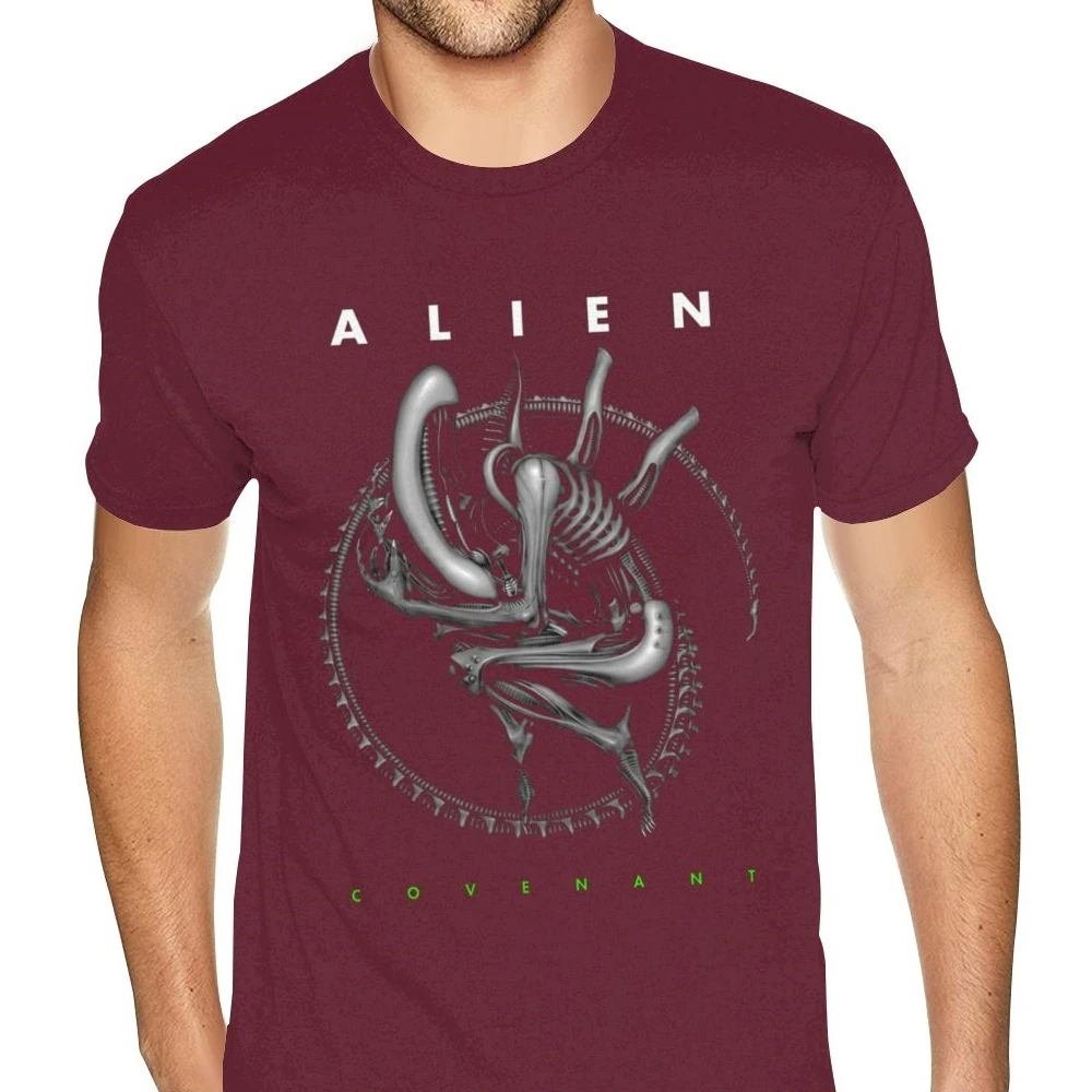 New Arrival Cheap Alien Covenant Iv Logo Tees For Men Harajuku England Style Tshirts Men Pure Cotton Black Round Neck Tees Shirt